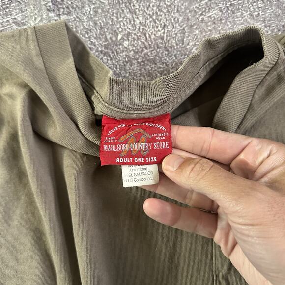 Men's Vintage 90's Marlboro Country Cowboy Brown Black Pocket T Shirt Tee Sz XL - Picture 5 of 6